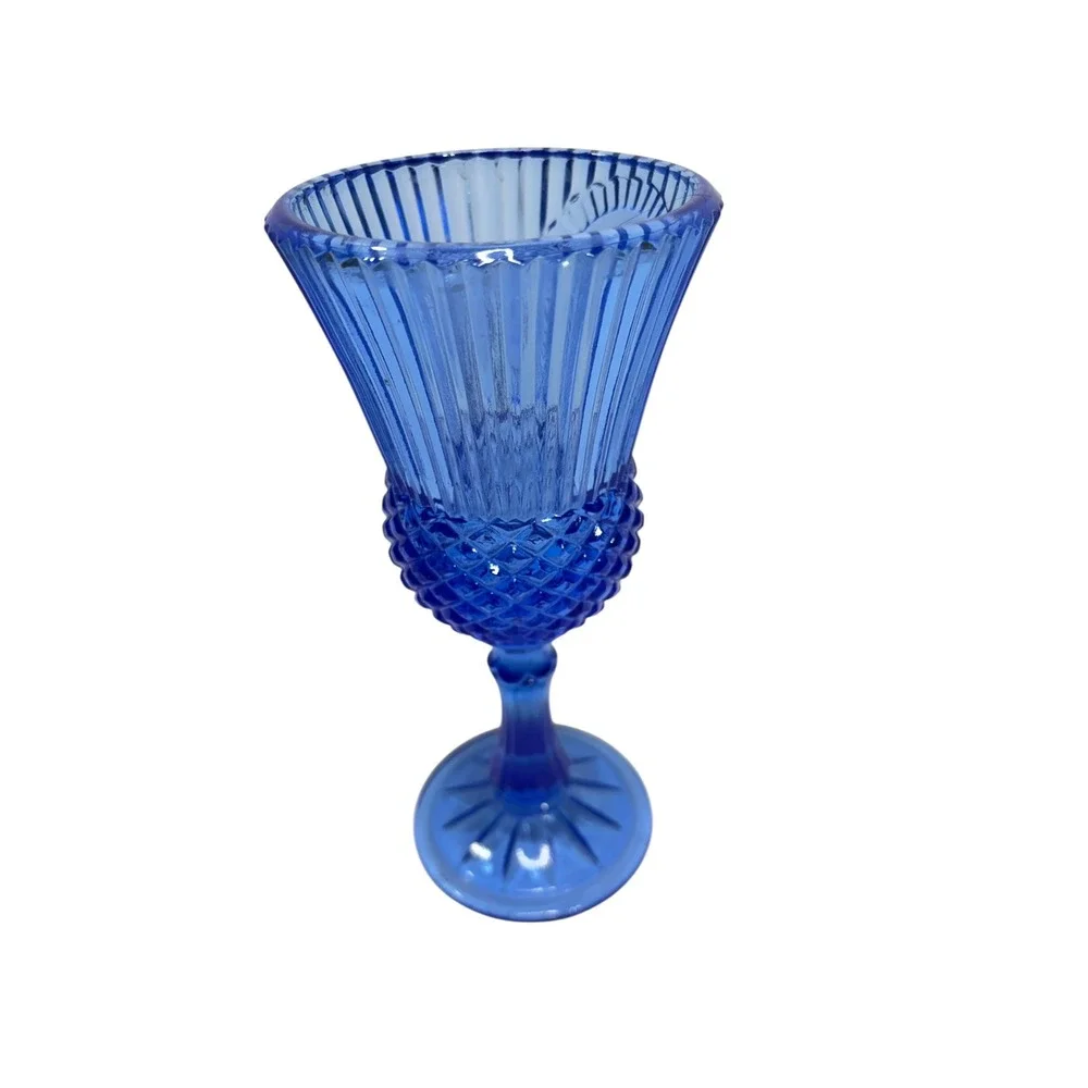 Vintage Glass Cape Cod Cobalt Blue Cameo Portrait Goblet 7.5